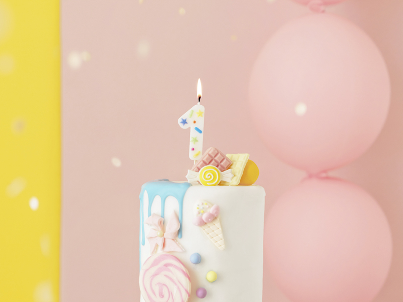 Lumânare Cifră 1 – Confetti Alb (5.5cm)