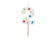 Lumânare Cifră 2 – Confetti Alb (5.5cm)