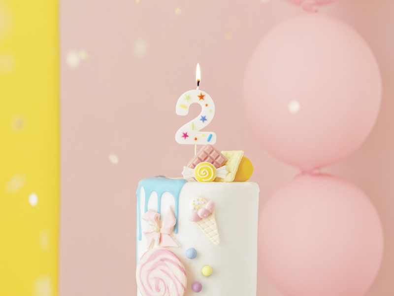 Lumânare Cifră 2 – Confetti Alb (5.5cm)