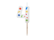 Lumânare Cifră 4 – Confetti Alb (5.5cm)