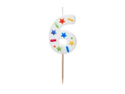Lumânare Cifră 6 – Confetti Alb (5.5cm)