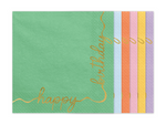 Servetele cu Inscriptia auriu „Happy Birthday” pastel- 12 buc PartyDeco