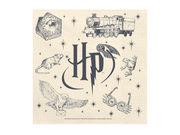Șervețele Harry Potter bej 33 x 33 cm cu logo HP și simboluri magice