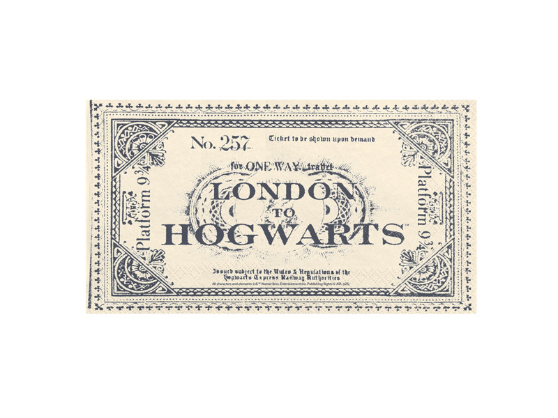 Șervețel Harry Potter bilet London to Hogwarts cu Platform 9¾