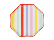 Farfurii hârtie dungi pastel Rainbow, 24.5cm (6 buc)