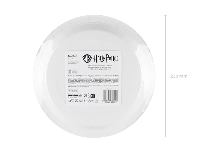 Farfurie Harry Potter bej 23 cm cu logo HP și simboluri magice