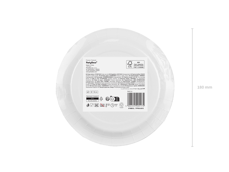 Farfurie din hârtie roz deschis, rotundă, 18 cm, pentru petrecere