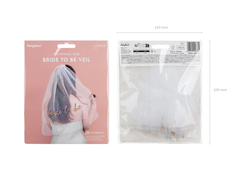 Văl „Bride to Be”, 63 cm, alb