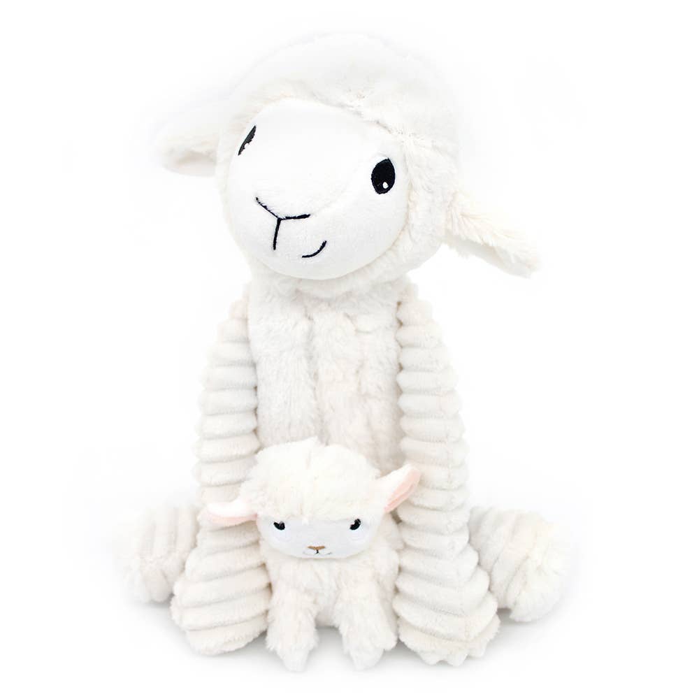 Oiță pluș Mum & Baby albă „Les Ptipotos” 25cm 🐑