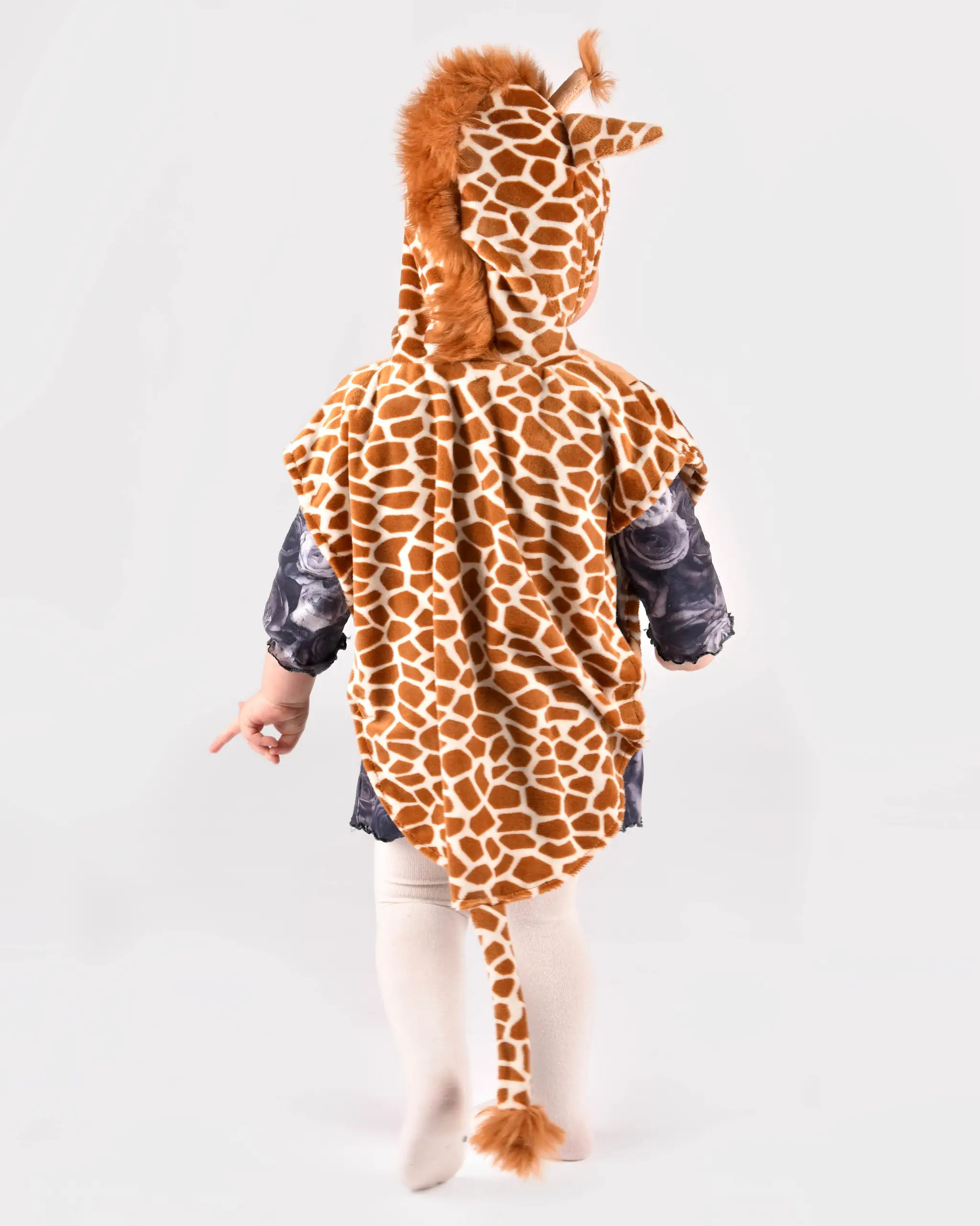 Costum Girafă pentru Copii – Pelerină cu Glugă, Coamă și Codiță, 1–4 Ani