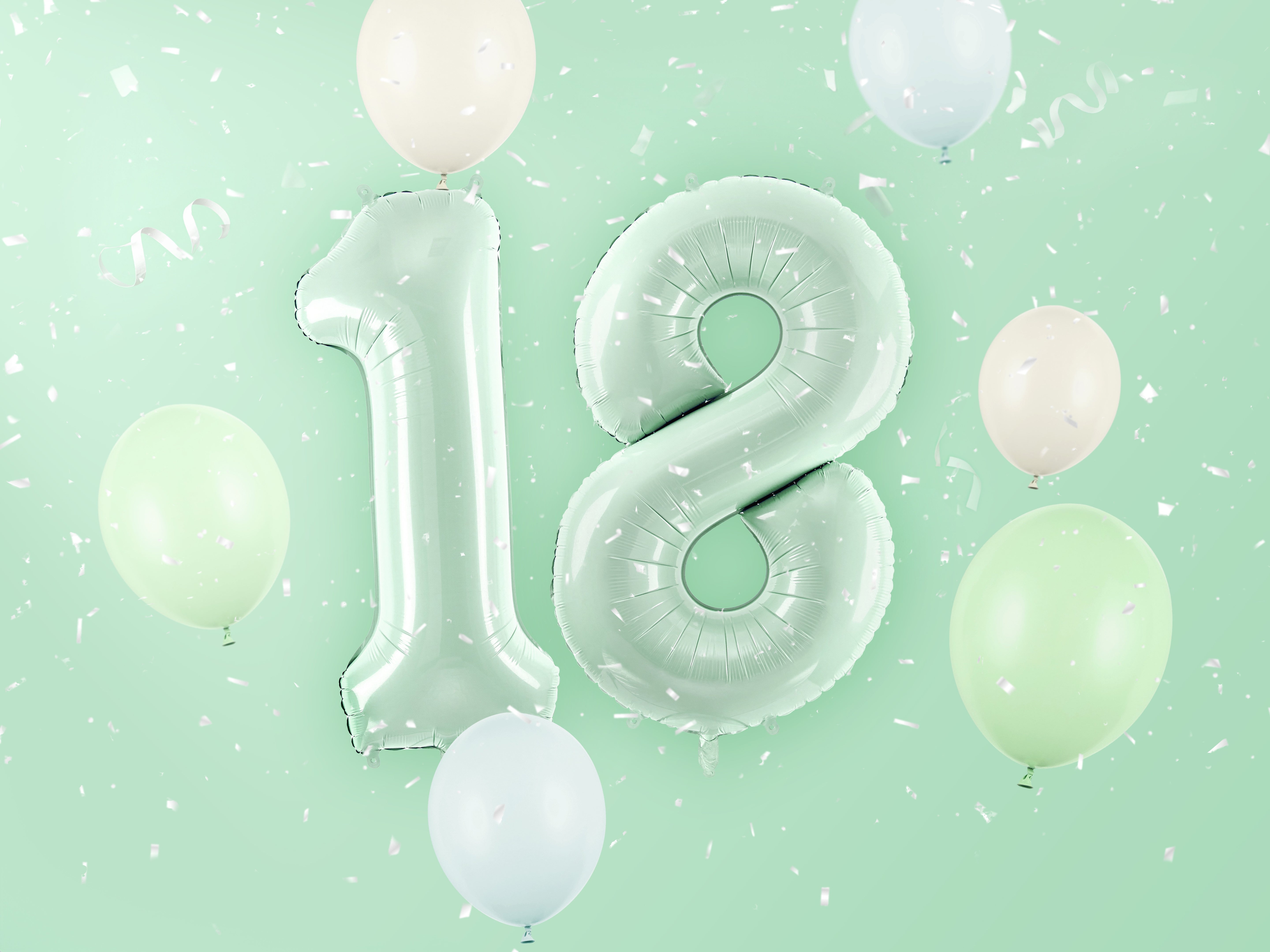 Balon folie cifra 8 verde pastel 72cm