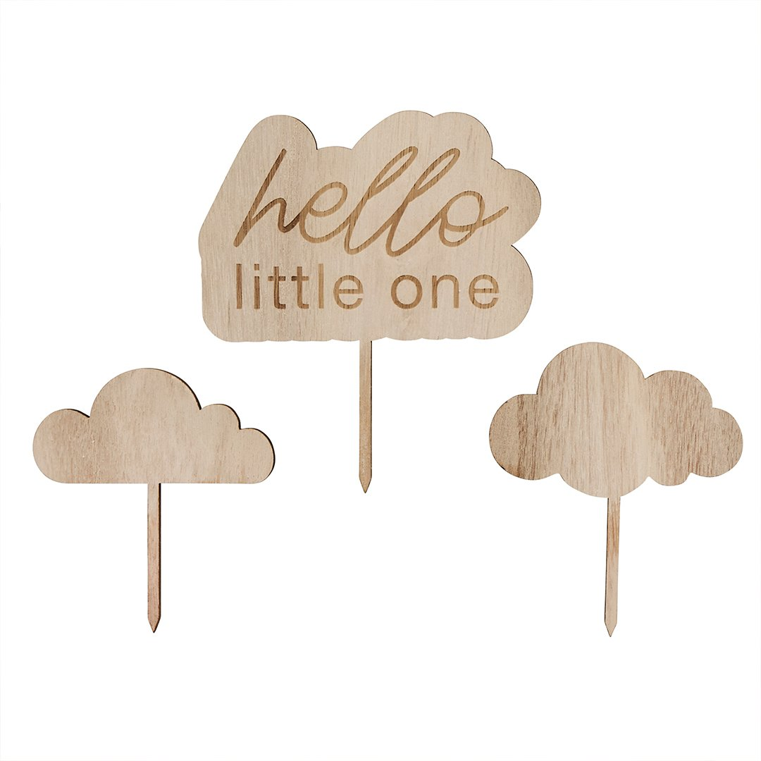 Toppere tort din lemn „Hello Little One” model norișor Baby Shower