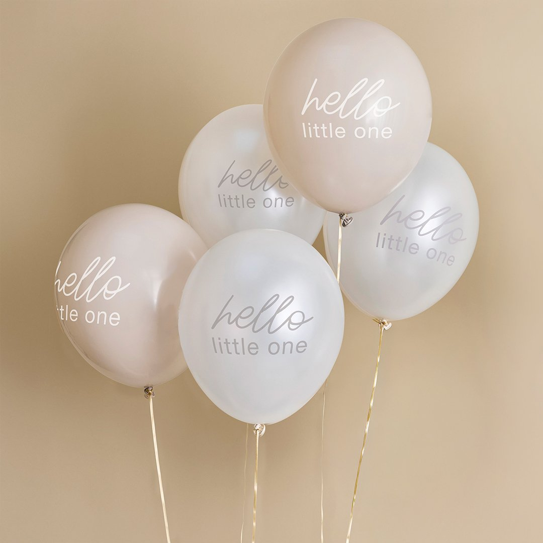 Baloane „Neutral Baby Shower” 30cm (5 buc) nude și crem