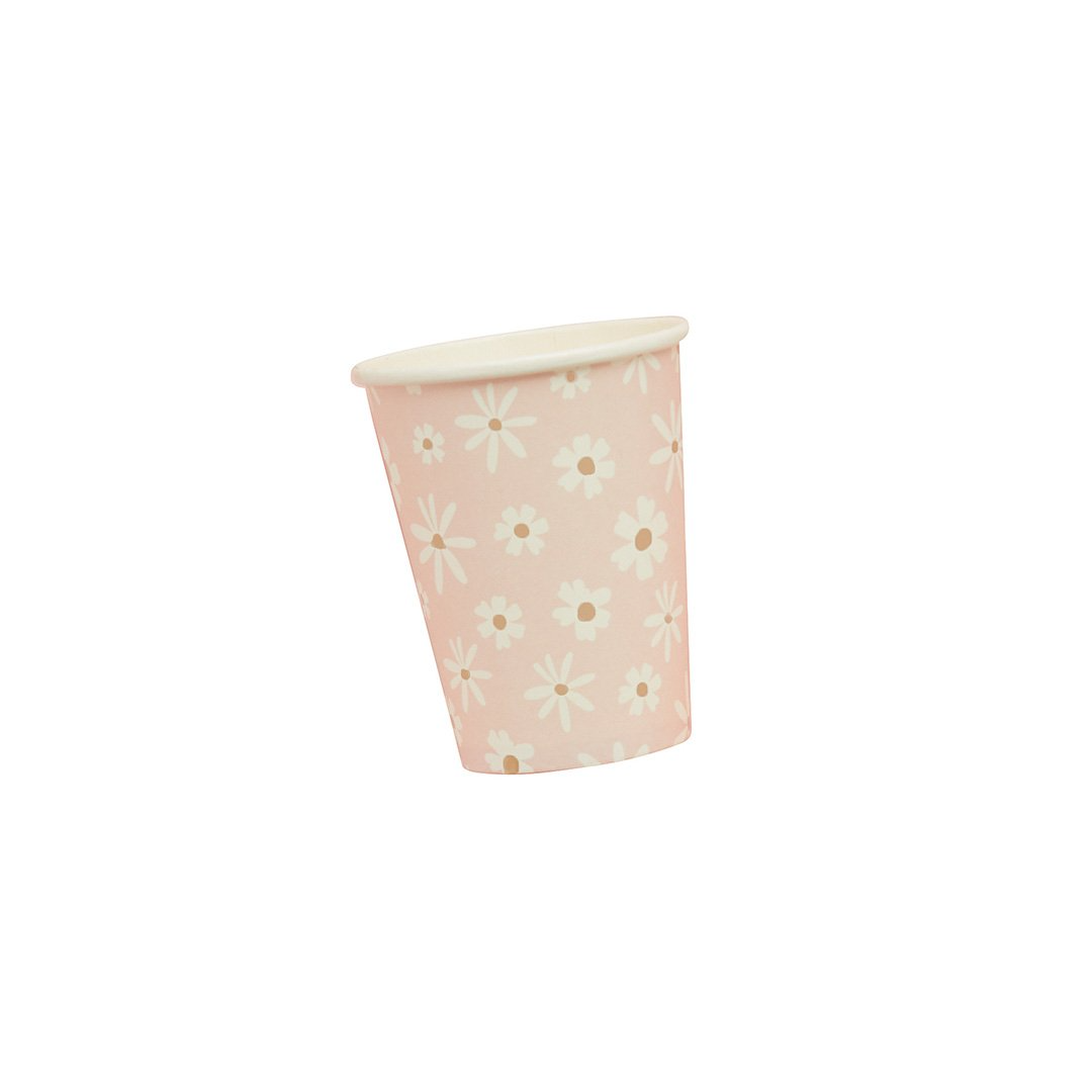 Pahare pentru petrecere, Hootyballoo, set 8 buc, roz pastel, flori, 250ml