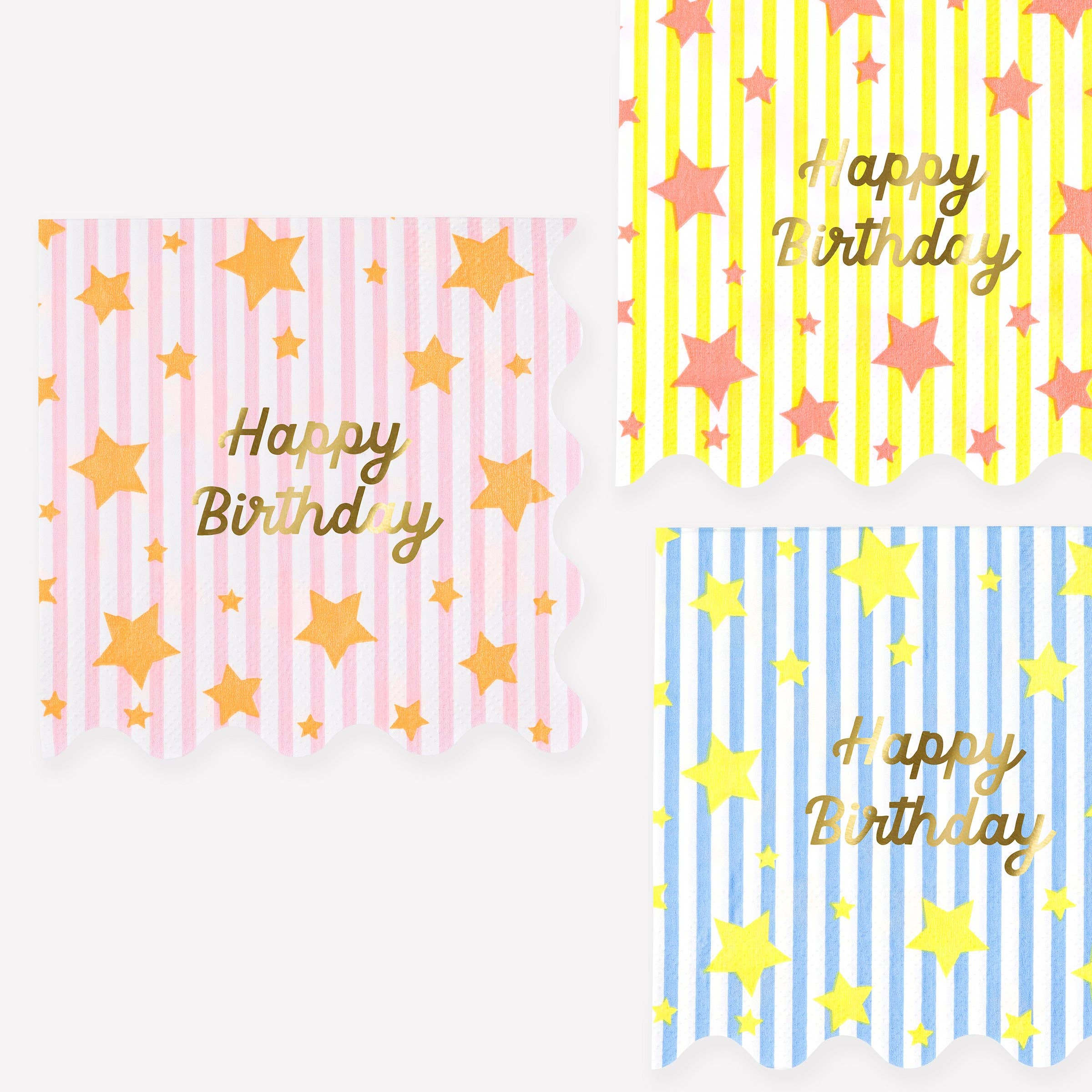 Șervețele hârtie „Bright Star Happy Birthday” (16 buc) 16cm, multicolor cu folie aurie