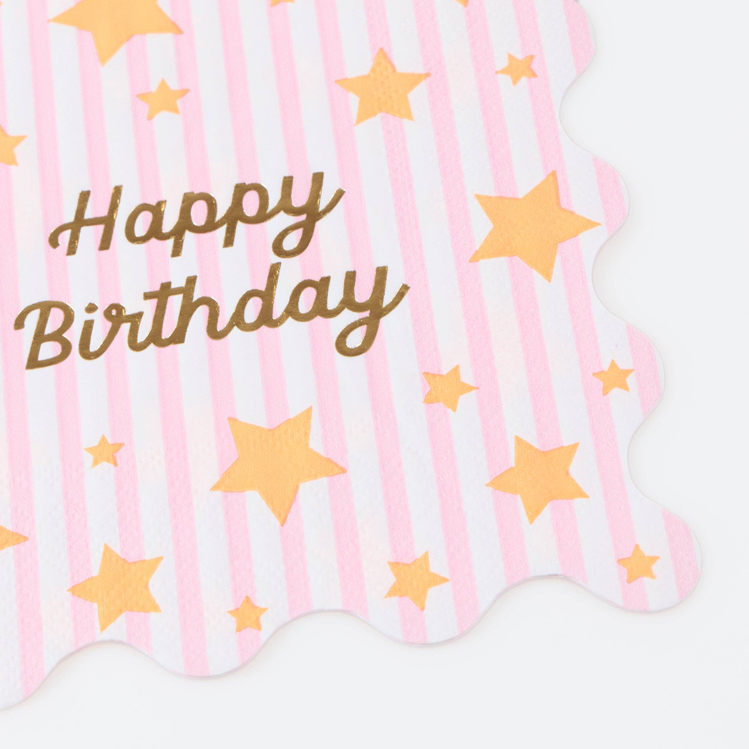 Șervețele hârtie „Bright Star Happy Birthday” (16 buc) 16cm, multicolor cu folie aurie