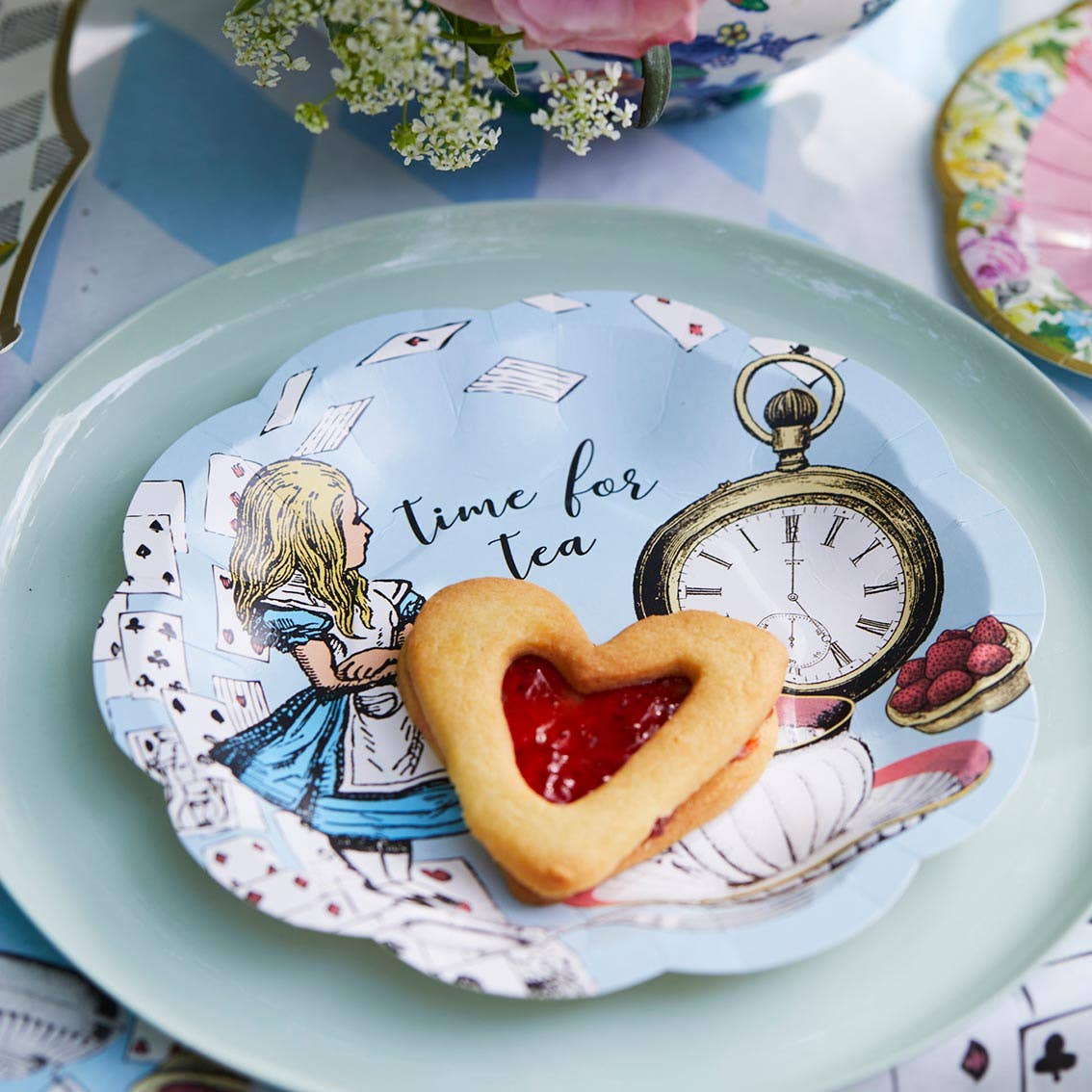 Farfurii din Hârtie Alice în Țara Minunilor Albastre | Set 12 Bucăți | 17,5 cm
