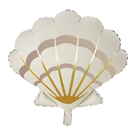 Balon folie scoică albă cu detalii aurii 66 x 62 cm pentru petrecere Sirenă