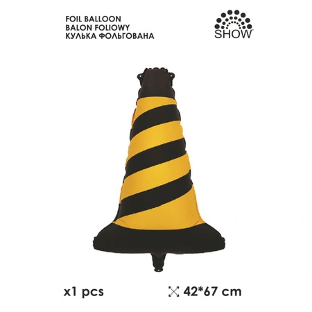 Balon folie con de trafic negru și galben pentru petrecere tematică Construcții