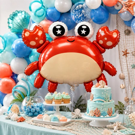 Balon folie crab roșu 78 x 64 cm pentru petrecere copii cu tematică Ocean