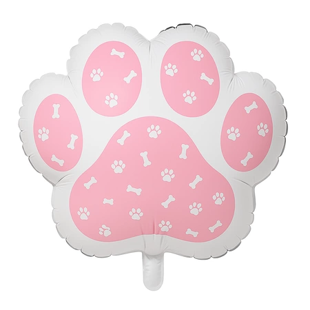 Balon folie lăbuță de câine, roz/alb, 49x50 cm