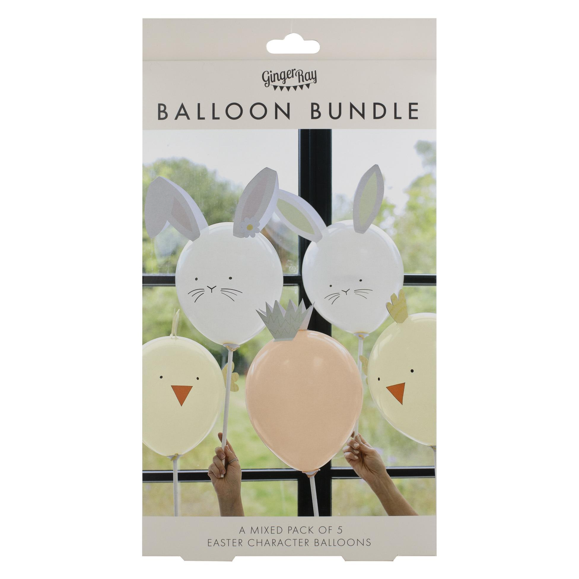 Set de baloane pentru Paste (5 buc) Iepurasi, Pui si Morcov