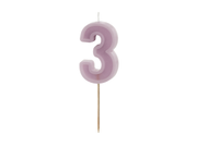 Lumanare pentru tort cifra 3 mov pastel
