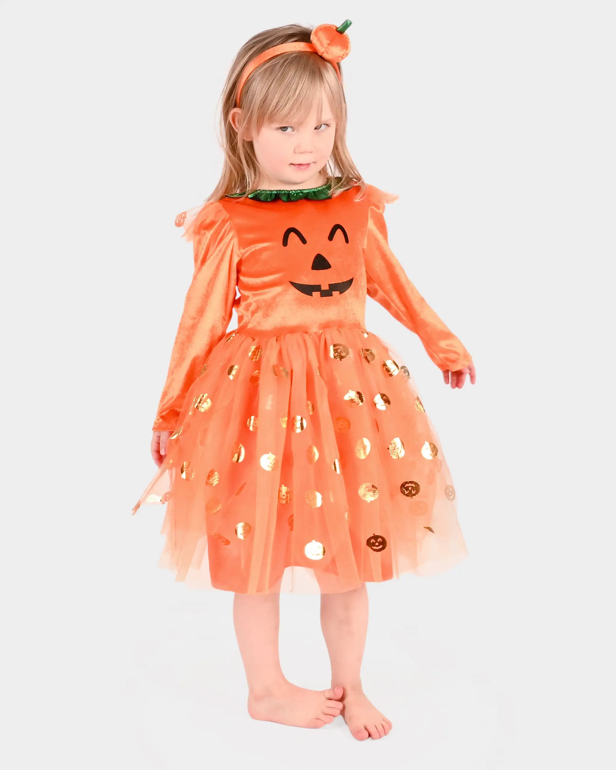 Rochie Costum Dovleac pentru Copii | Halloween | 4–6 Ani