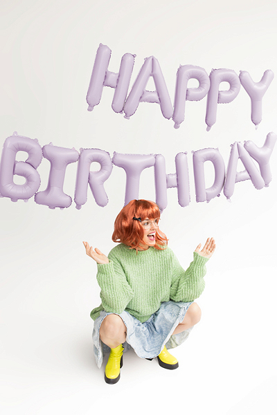 Banner "Happy Birthday" Baloane din Folie, Mov deschis violet, 340x35cm