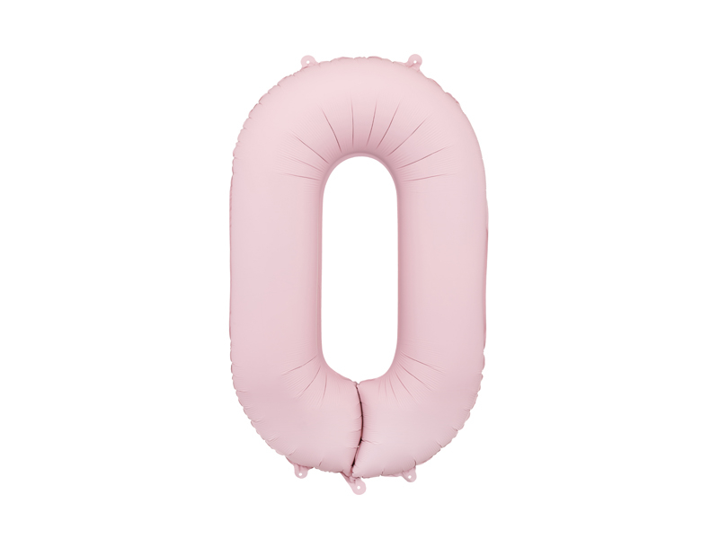 Balon din folie Cifra 0, 86 cm, roz pal mat