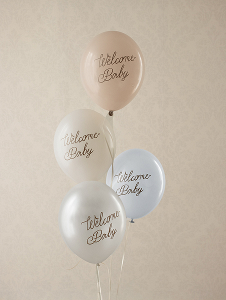 Baloane Welcome Baby (6 buc) mix albastru, 30cm