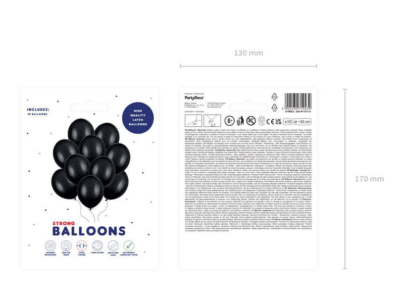 Baloane latex rezistente 30 cm, negru (10 buc)