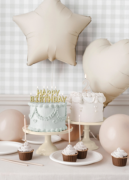 Lumanari bej (12 buc) 14cm PartyDeco