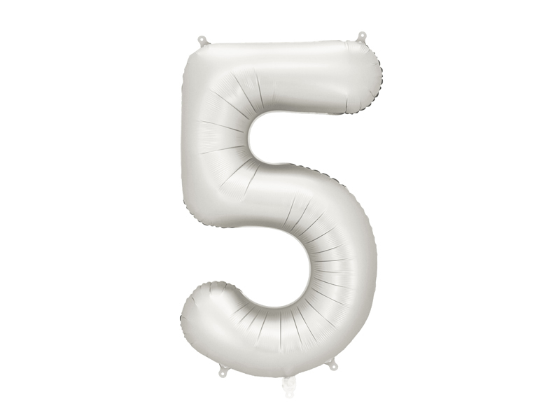 Balon din Folie, Cifra 5, 86cm, Argintiu