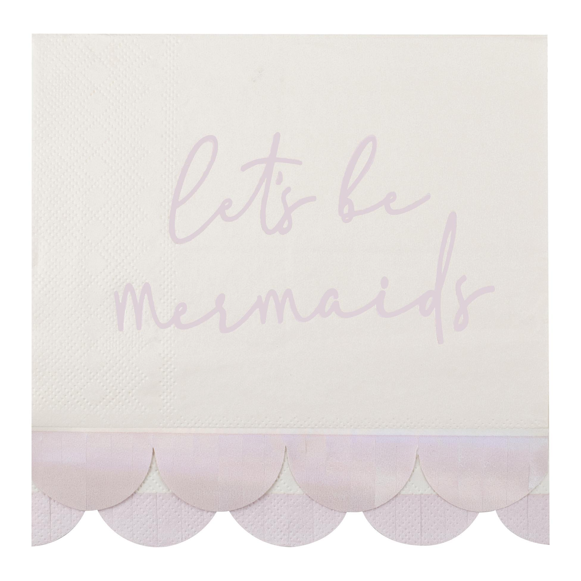 Servetele din Hartie (16 buc) "Let's Be Mermaids" Iridescente si Roz