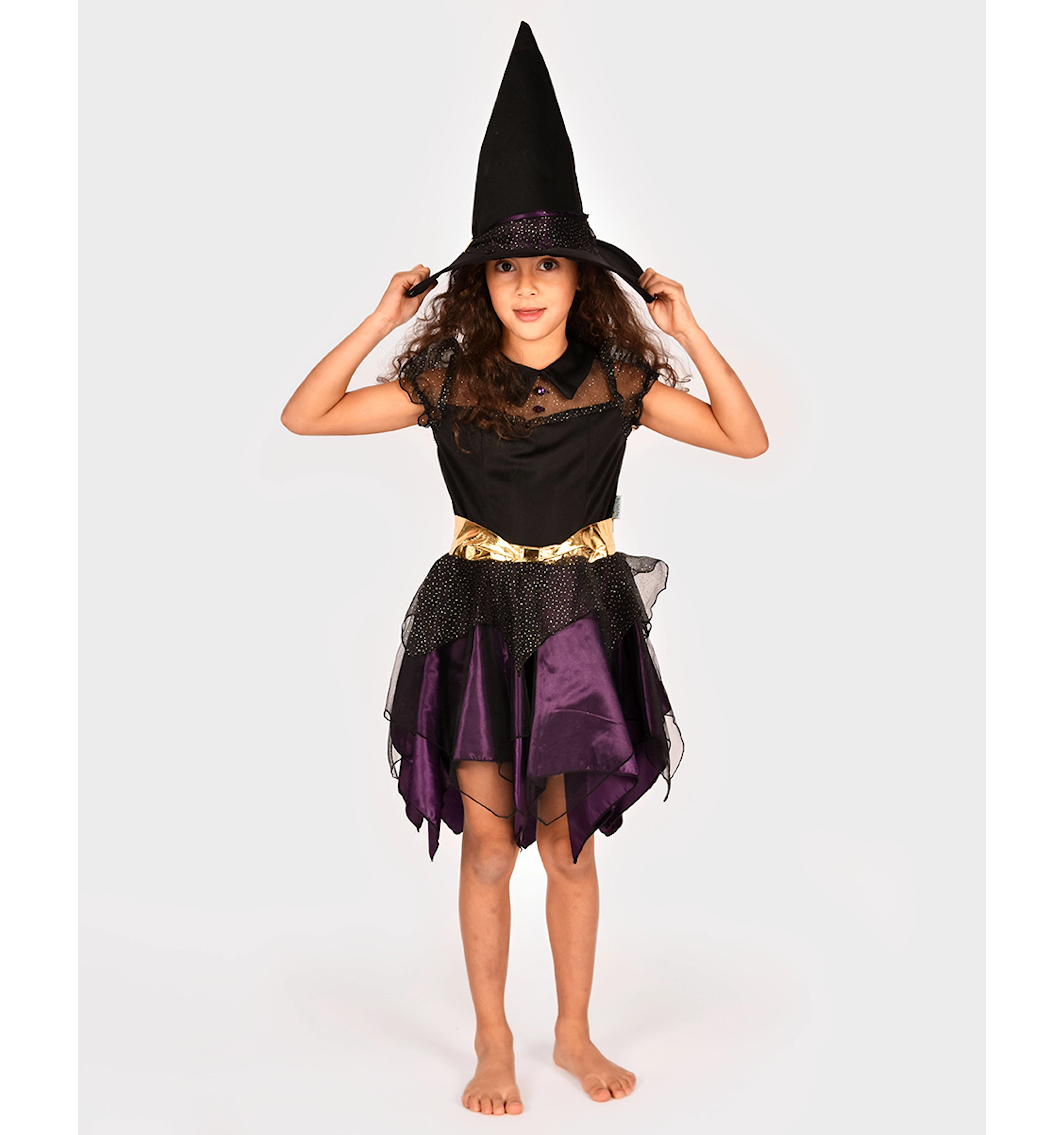 Costum Vrăjitoare Deluxe cu Rochie și Pălărie | Halloween | 5–7 Ani