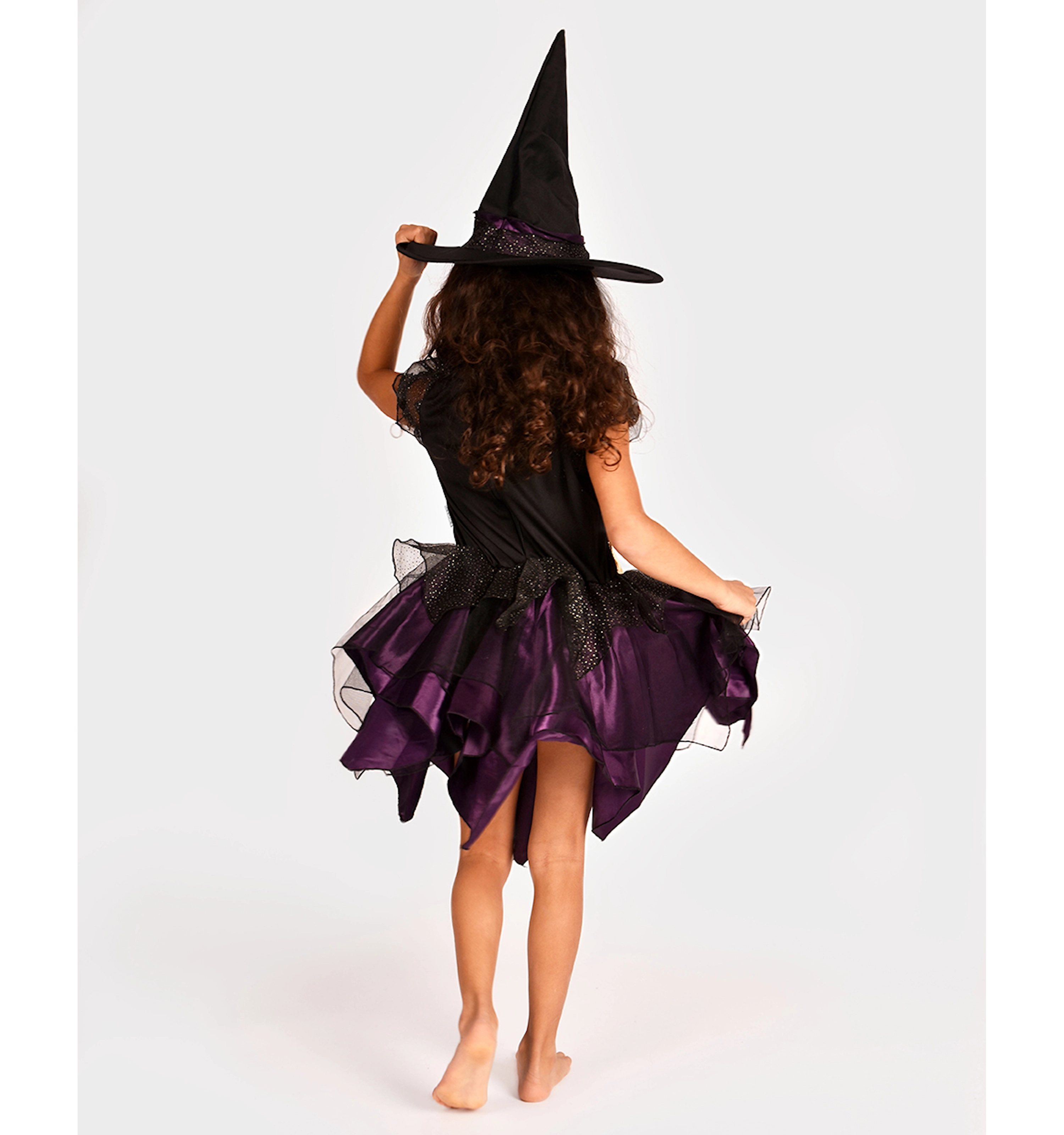Costum Vrăjitoare Deluxe cu Rochie și Pălărie | Halloween | 5–7 Ani