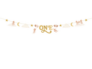 Banner „One” Prima aniversare, Șoricei, 3m, bej/auriu