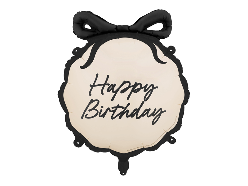 Balon folie Happy Birthday 47.5×45cm, bej/negru