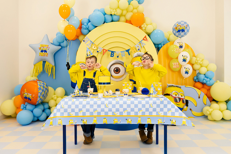Balon folie rotund Minions 35cm, albastru