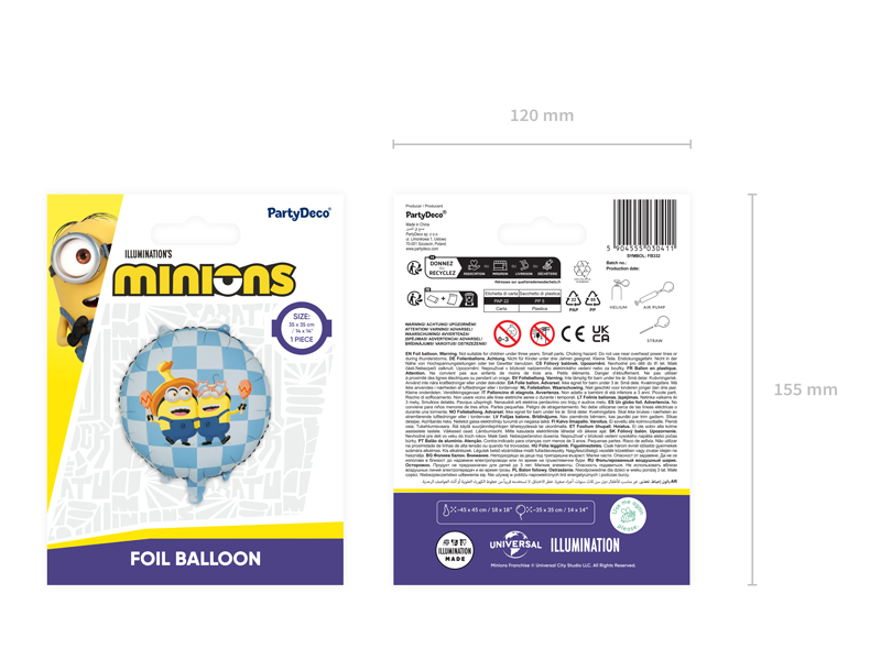 Balon folie rotund Minions 35cm, albastru