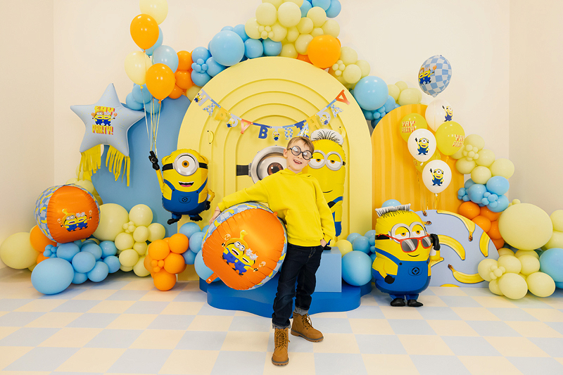 Balon folie sferă Minions 50cm, albastru/portocaliu