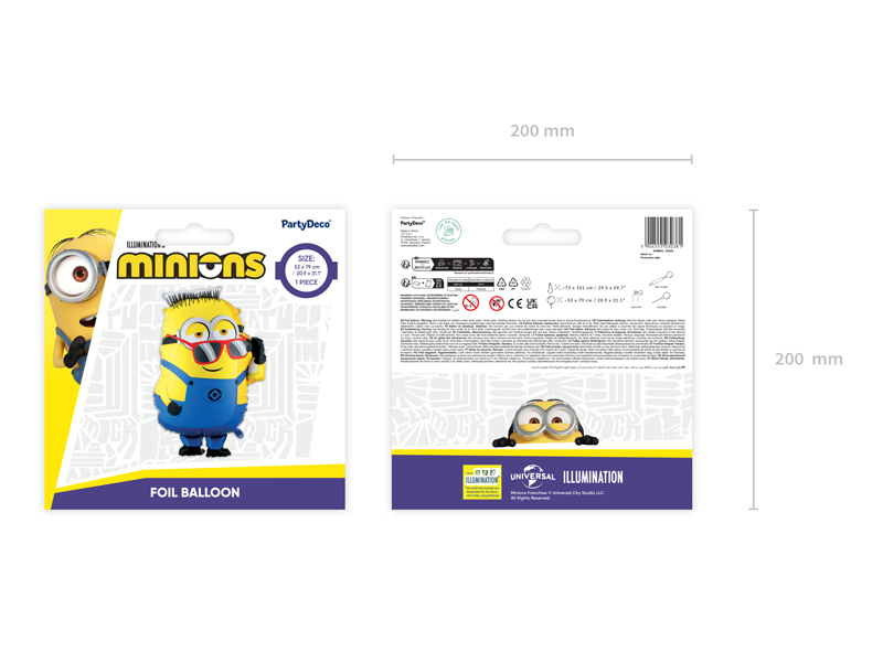 Balon folie Minion Ron 53×79cm, albastru/galben
