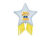 Balon folie stea cu ciucuri Minions 72cm, albastru/galben