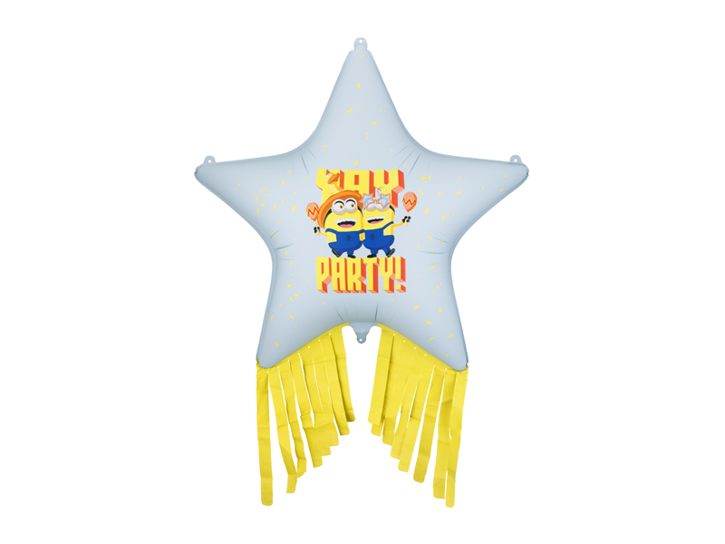 Balon folie stea cu ciucuri Minions 72cm, albastru/galben