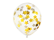 set Baloane cu confetti stele 30cm, auriu (6 buc)