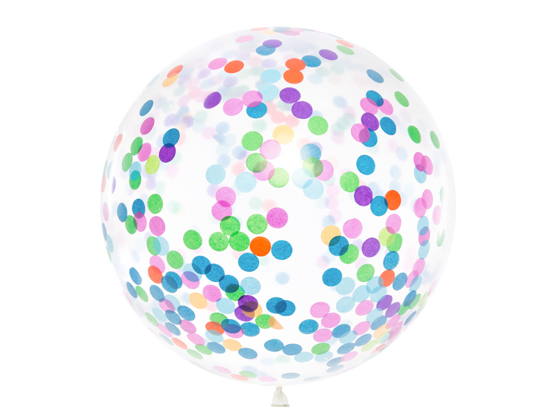 Balon cu confetti transparent cu cercuri, 1m, mix