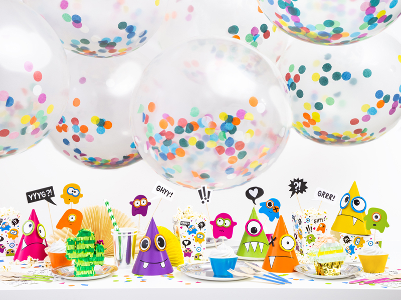 Balon cu confetti transparent cu cercuri, 1m, mix