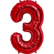 Balon folie cifra 3 roșu (100 cm)