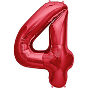 Balon folie cifra 4 roșu (100 cm)